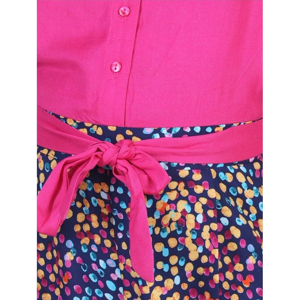 HamariDookan Girl's Bodice-Rayon Colour Block Sleeveless Jumpsuit (Multicolor)