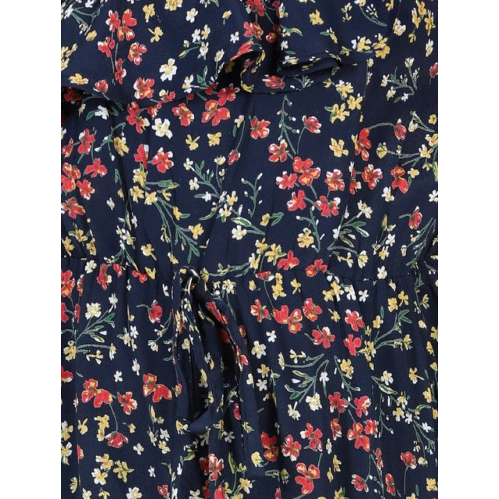 HamariDookan Girl's Polyester Moss Floral Sleeveless Jumpsuit (Multicolor)