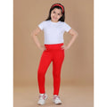 HamariDookan Girl's Cotton Lycra Solid Elasticated Leggings (Red)