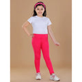 HamariDookan Girl's Cotton Lycra Solid Elasticated Leggings (Dark Pink)