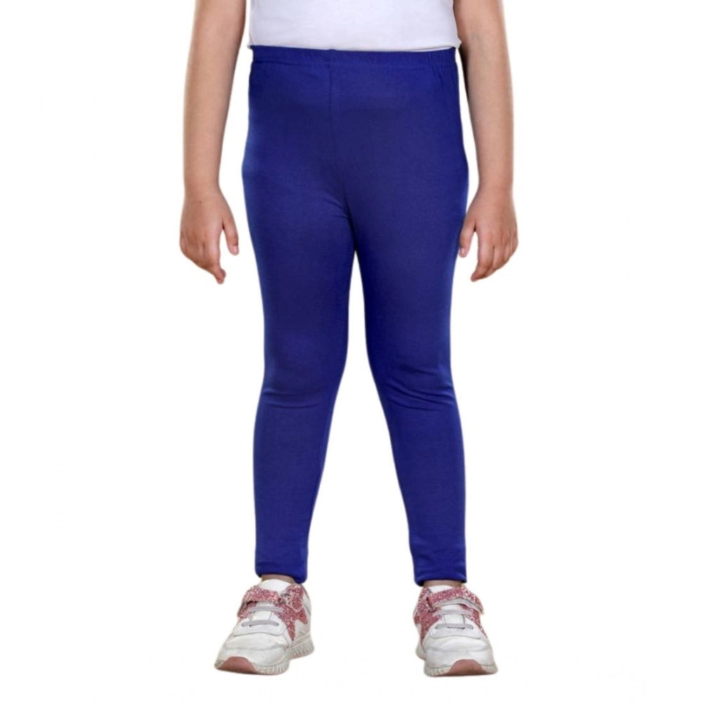 HamariDookan Girl's Cotton Lycra Solid Elasticated Leggings (Blue)