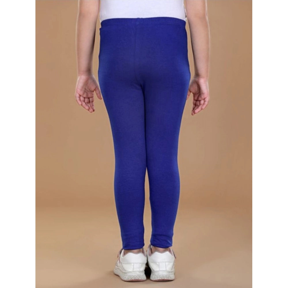 HamariDookan Girl's Cotton Lycra Solid Elasticated Leggings (Blue)