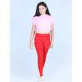 HamariDookan Girl's Cotton Lycra Printed Elasticated Leggings (Red)