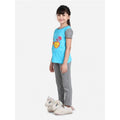 HamariDookan Girl's Cotton Hosiery Printed Night Suit Set (Blue-Grey)