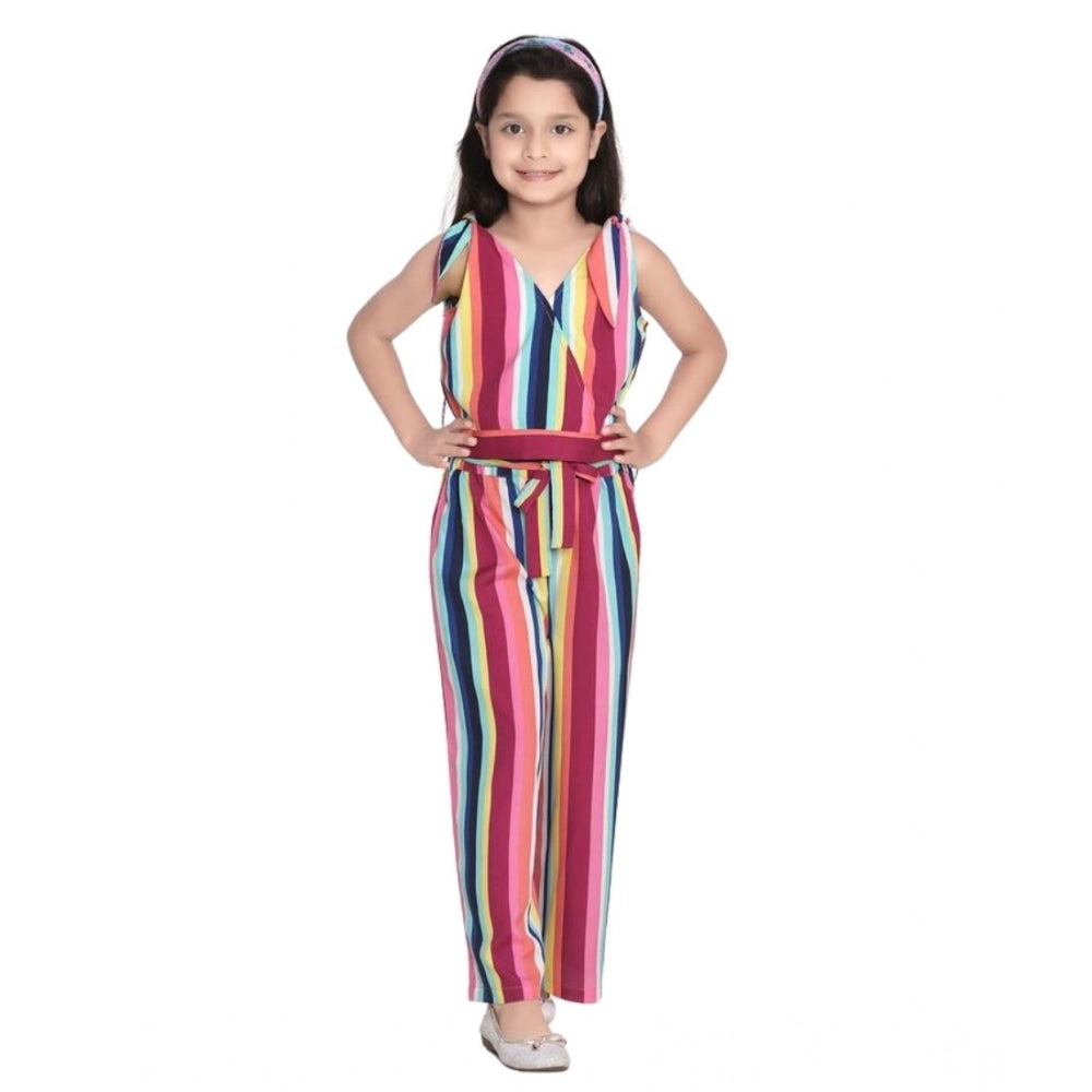 HamariDookan Girl's Polyester Crepe Floral Cold Shoulder Crop Top and Pallazo Set (Multicolor)