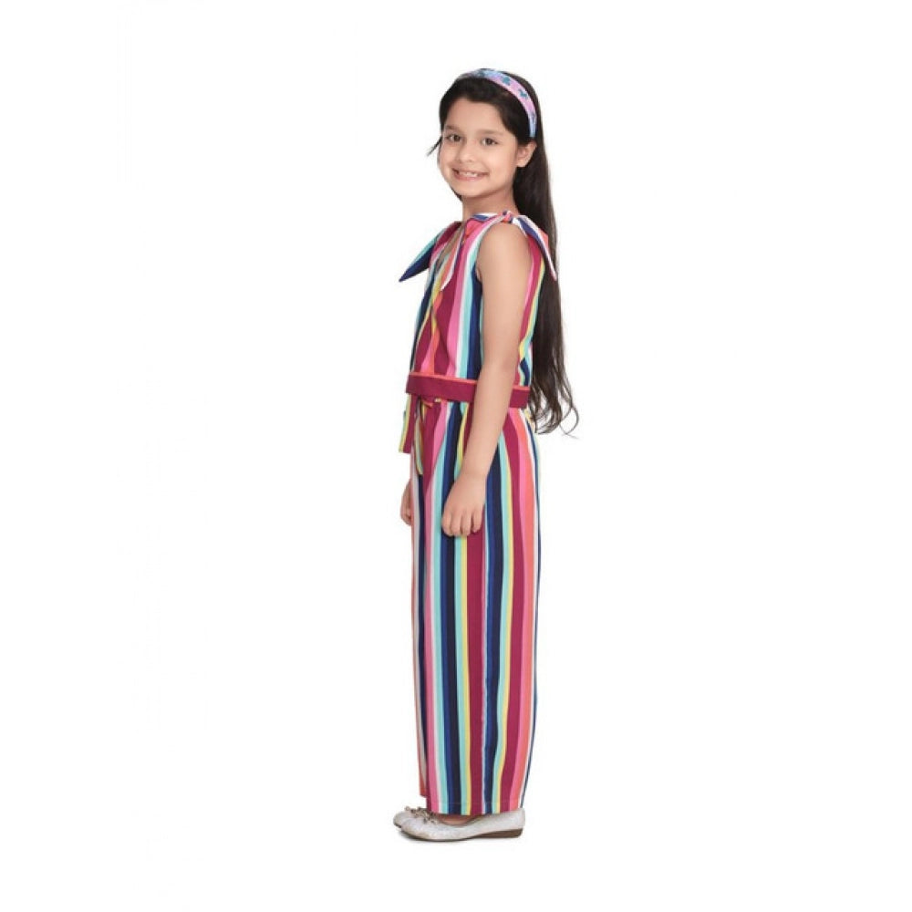 HamariDookan Girl's Polyester Crepe Floral Cold Shoulder Crop Top and Pallazo Set (Multicolor)
