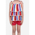 HamariDookan Girl's Polyester Crepe Striped Tie Ups Shorts Set (Multicolor)