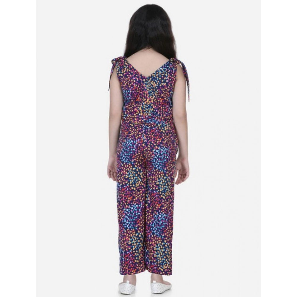 HamariDookan Girl's Polyester Crepe Floral Short Sleeve Set (Multicolor)