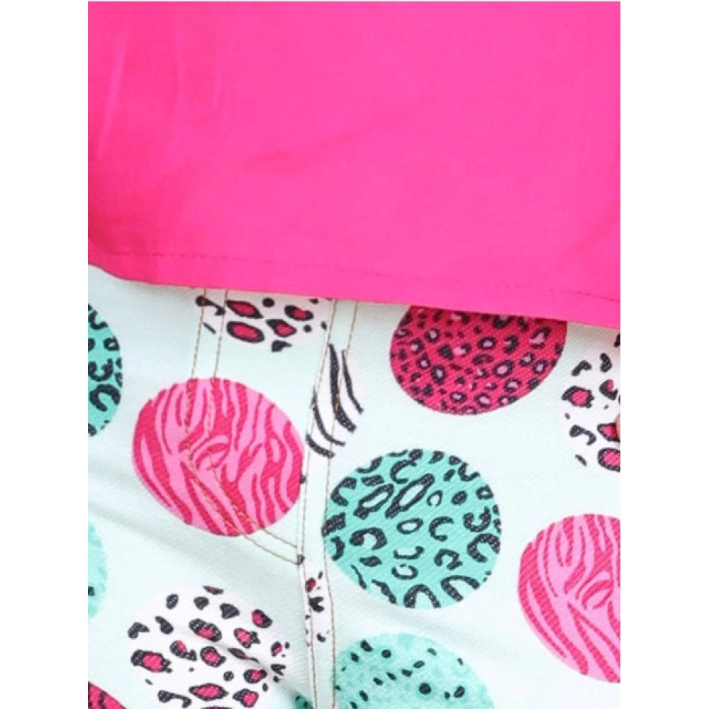 HamariDookan Girl's Cotton Floral Elasticated Jegging and Top (Pink)