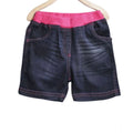 HamariDookan Girl's Denim Ribbed Elasticated Shorts (Pink-Blue)