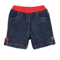 HamariDookan Girl's Denim Lace Inserts Sleeveless Shorts (Blue-Red)