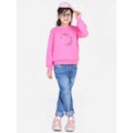 HamariDookan Girl's Fleece Embellished Long Sleeves Sweatshirt (Pink)