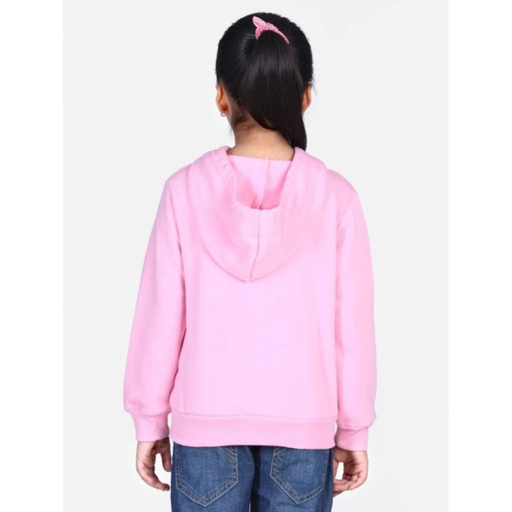 HamariDookan Girl's Fleece Embellished Long Sleeves Sweatshirt (Light Pink)