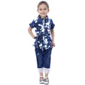 HamariDookan Girl's Denim Tie &amp; Dye Short Sleeve Top (Blue-White)