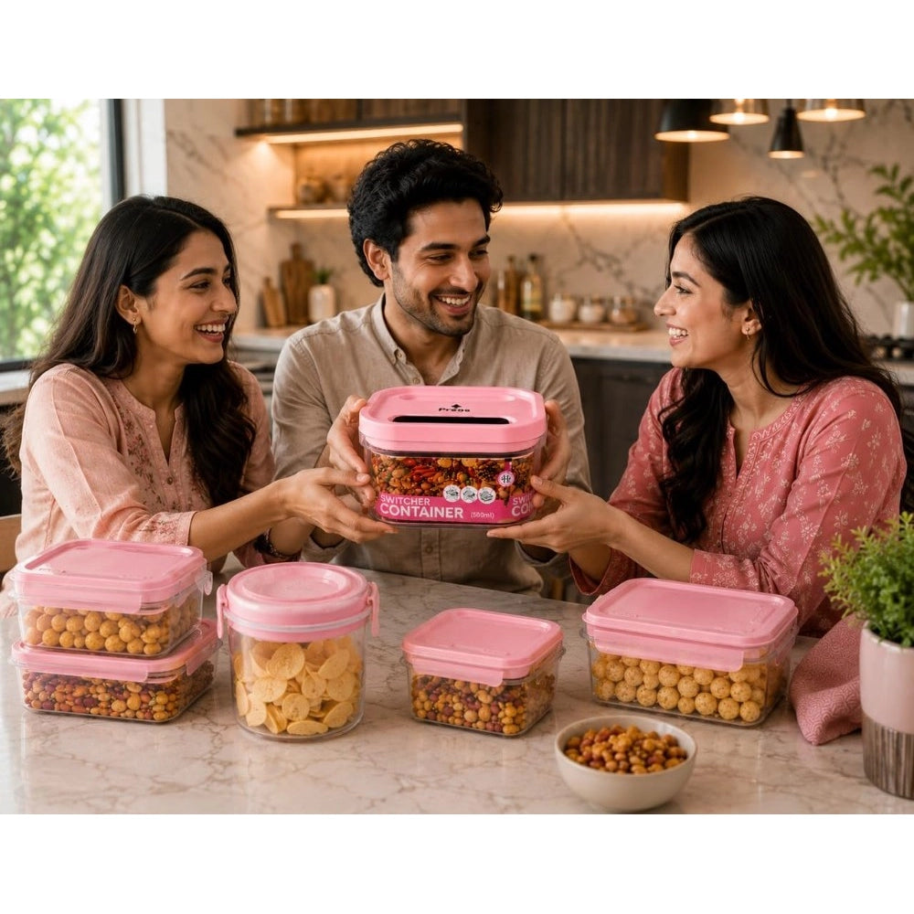 HamariDookan Pack of 1 Switchers Airtight Storage Container Set 500 ML (Pink)