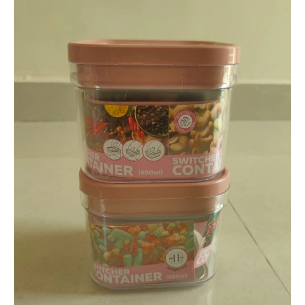 HamariDookan Pack of 2 Switchers Airtight Storage Container Set 500 ML (Pink)