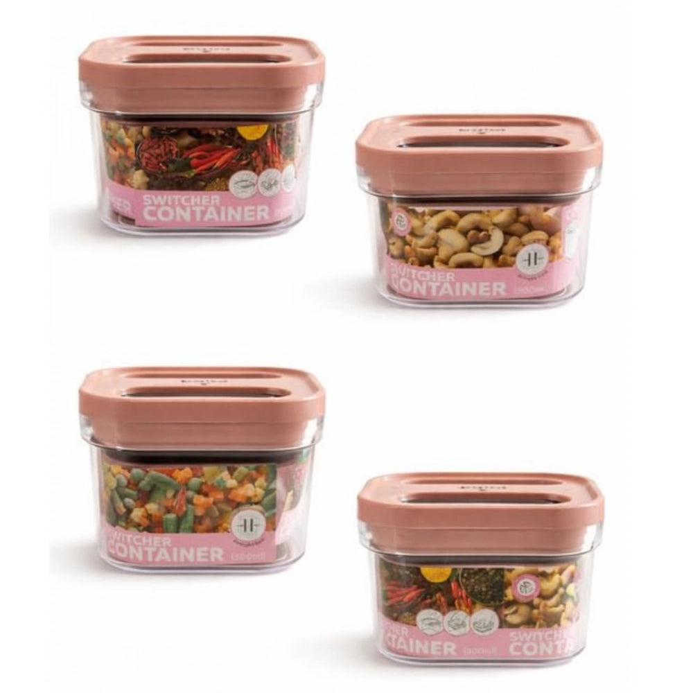 HamariDookan Pack of 4 Switchers Airtight Storage Container Set 500 ML (Pink)