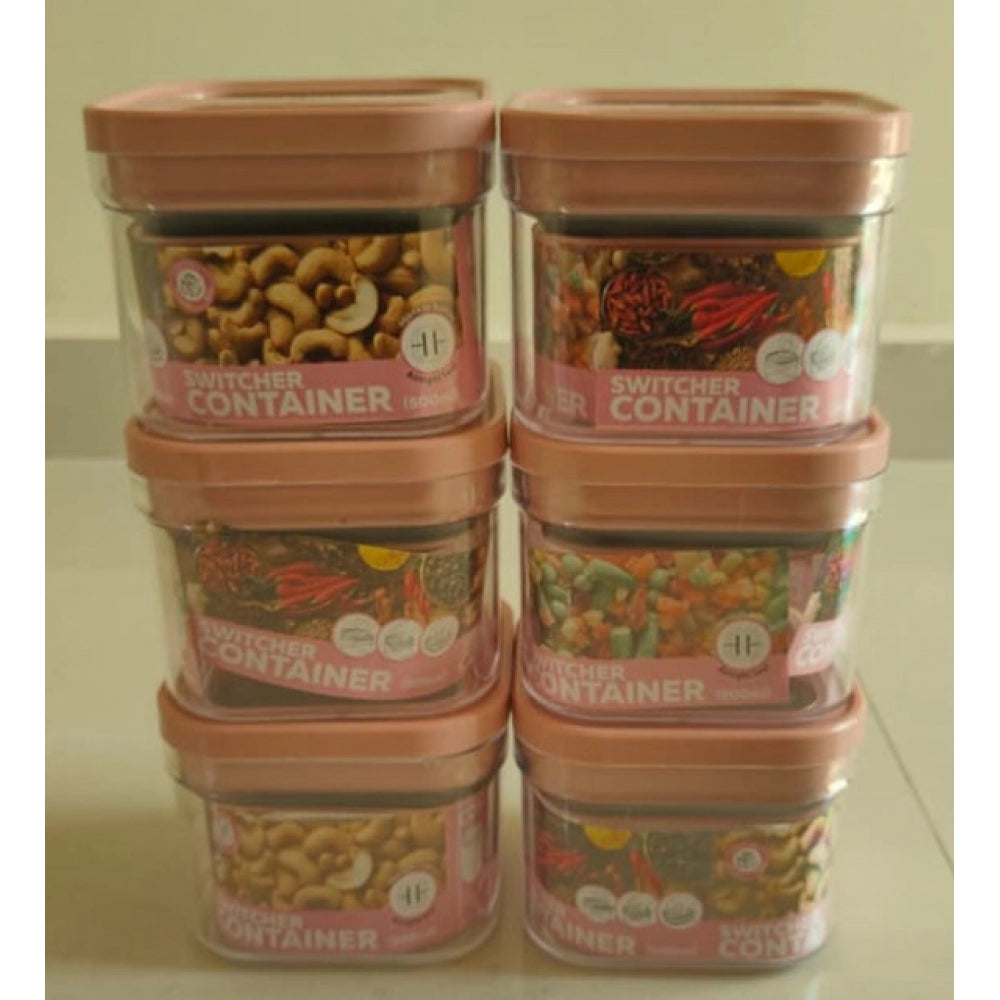 HamariDookan Pack of 6 Switchers Airtight Storage Container Set 500 ML (Pink)