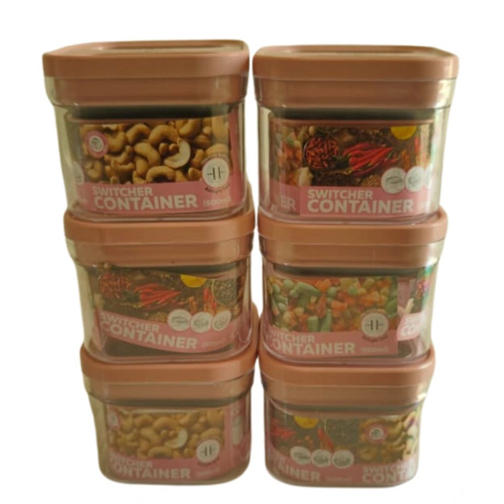 HamariDookan Pack of 6 Switchers Airtight Storage Container Set 500 ML (Pink)