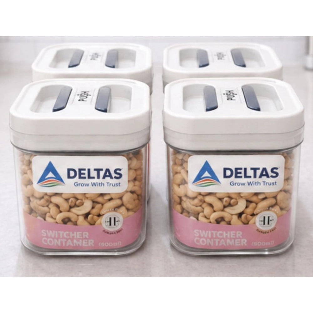 HamariDookan Pack of 4 Switchers Airtight Storage Container Set 500 ML (White)