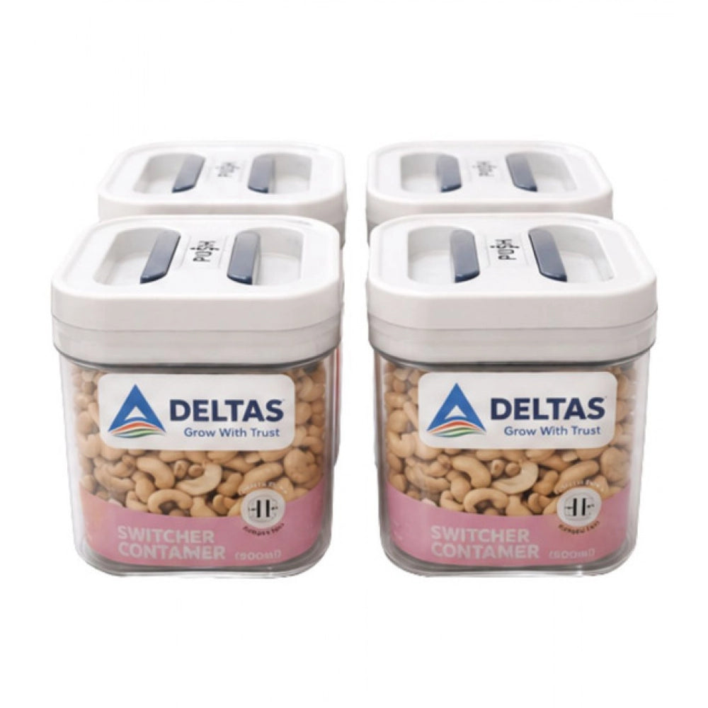 HamariDookan Pack of 4 Switchers Airtight Storage Container Set 500 ML (White)