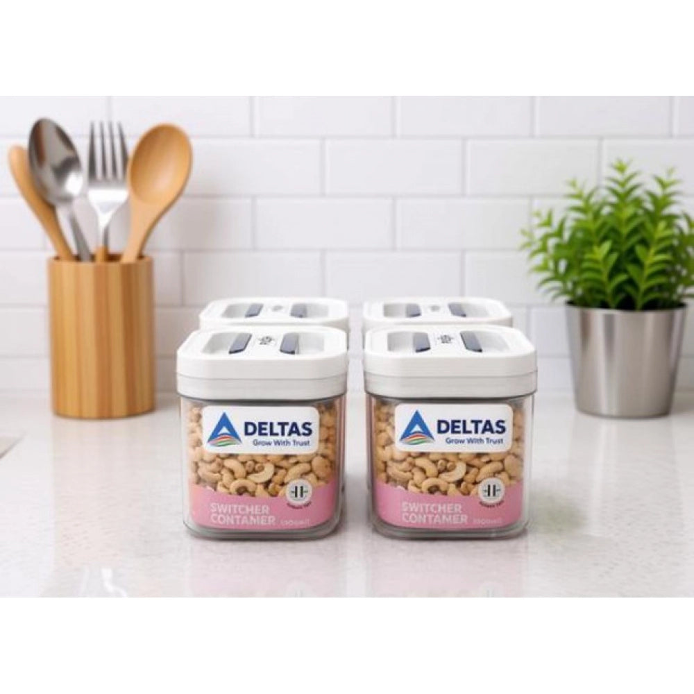 HamariDookan Pack of 4 Switchers Airtight Storage Container Set 500 ML (White)