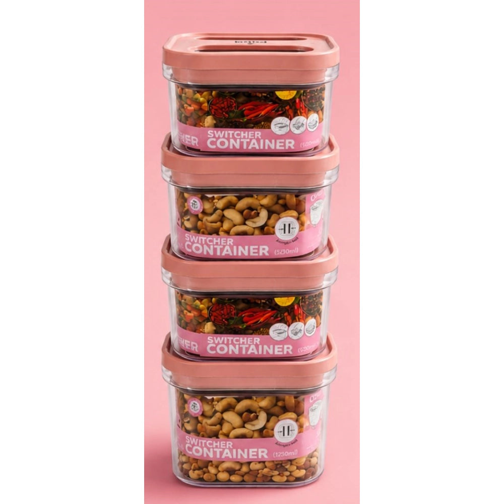 HamariDookan Pack of 4 Switchers Airtight Storage Container Set 1250 ML (Pink)