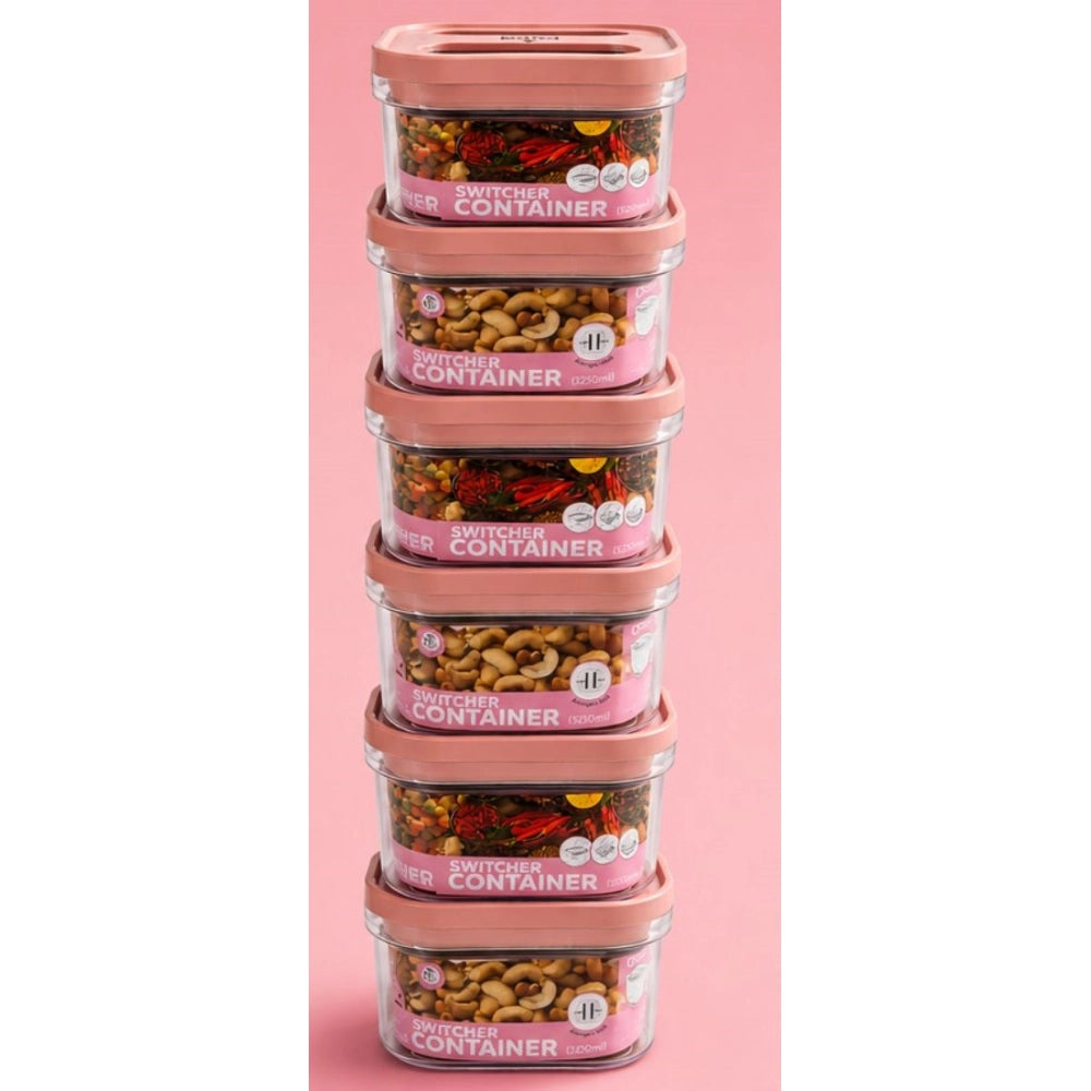 HamariDookan Pack of 6 Switchers Airtight Storage Container Set 1250 ML (Pink)