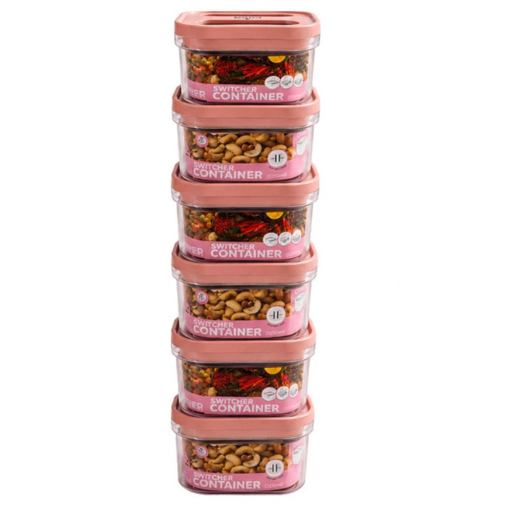 HamariDookan Pack of 6 Switchers Airtight Storage Container Set 1250 ML (Pink)