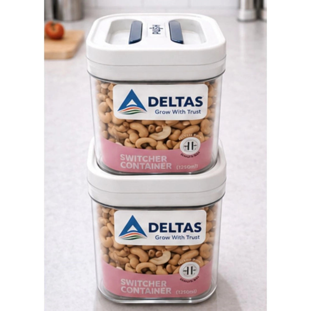 HamariDookan Pack of 2 Switchers Airtight Storage Container Set 1250 ML (White)