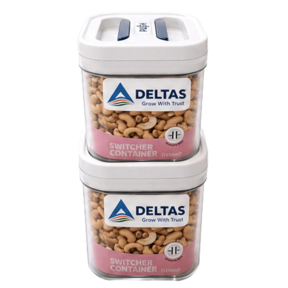 HamariDookan Pack of 2 Switchers Airtight Storage Container Set 1250 ML (White)