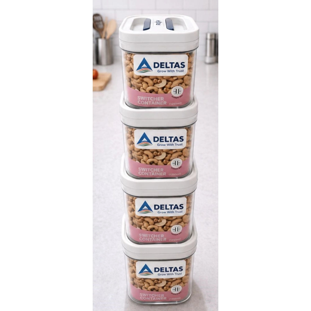 HamariDookan Pack of 4 Switchers Airtight Storage Container Set 1250 ML (White)