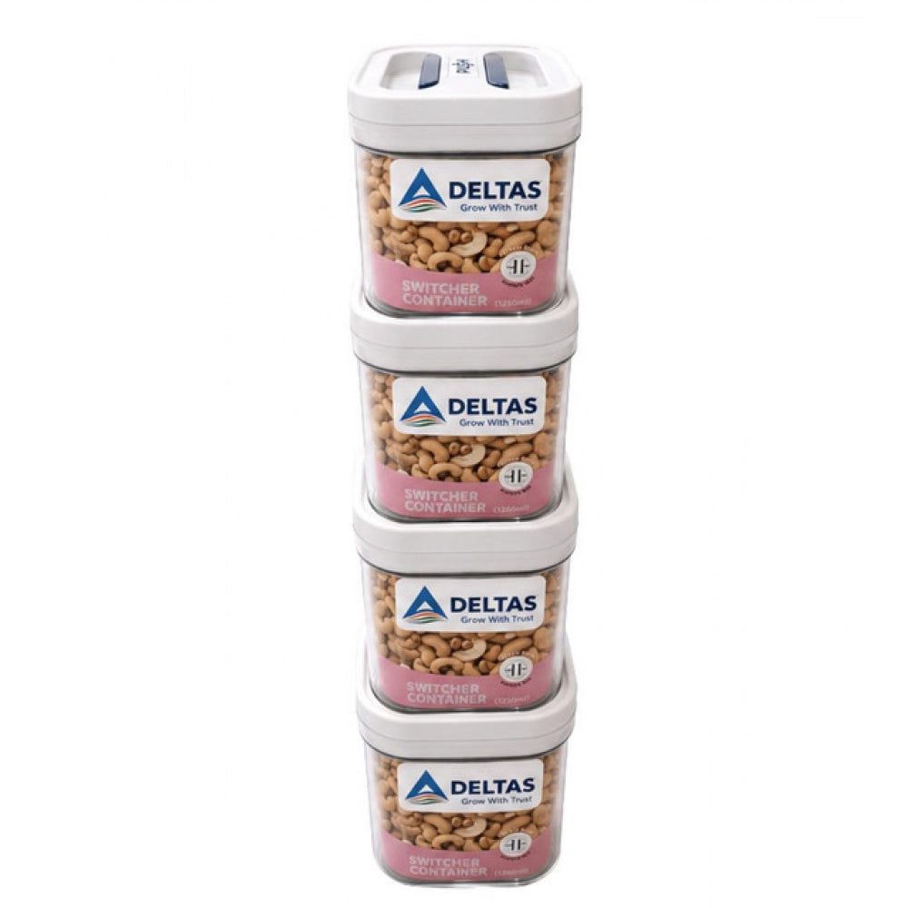 HamariDookan Pack of 4 Switchers Airtight Storage Container Set 1250 ML (White)