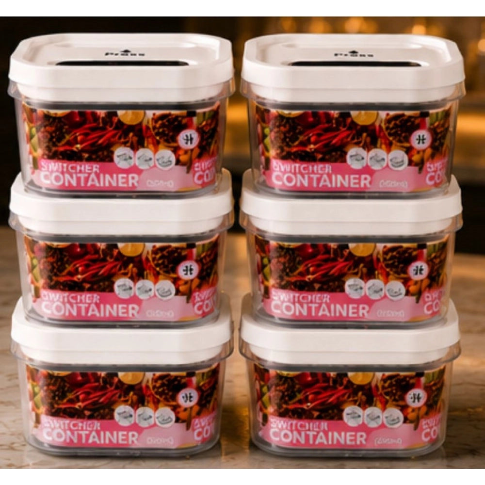 HamariDookan Pack of 6 Switchers Airtight Storage Container Set 1250 ML (White)
