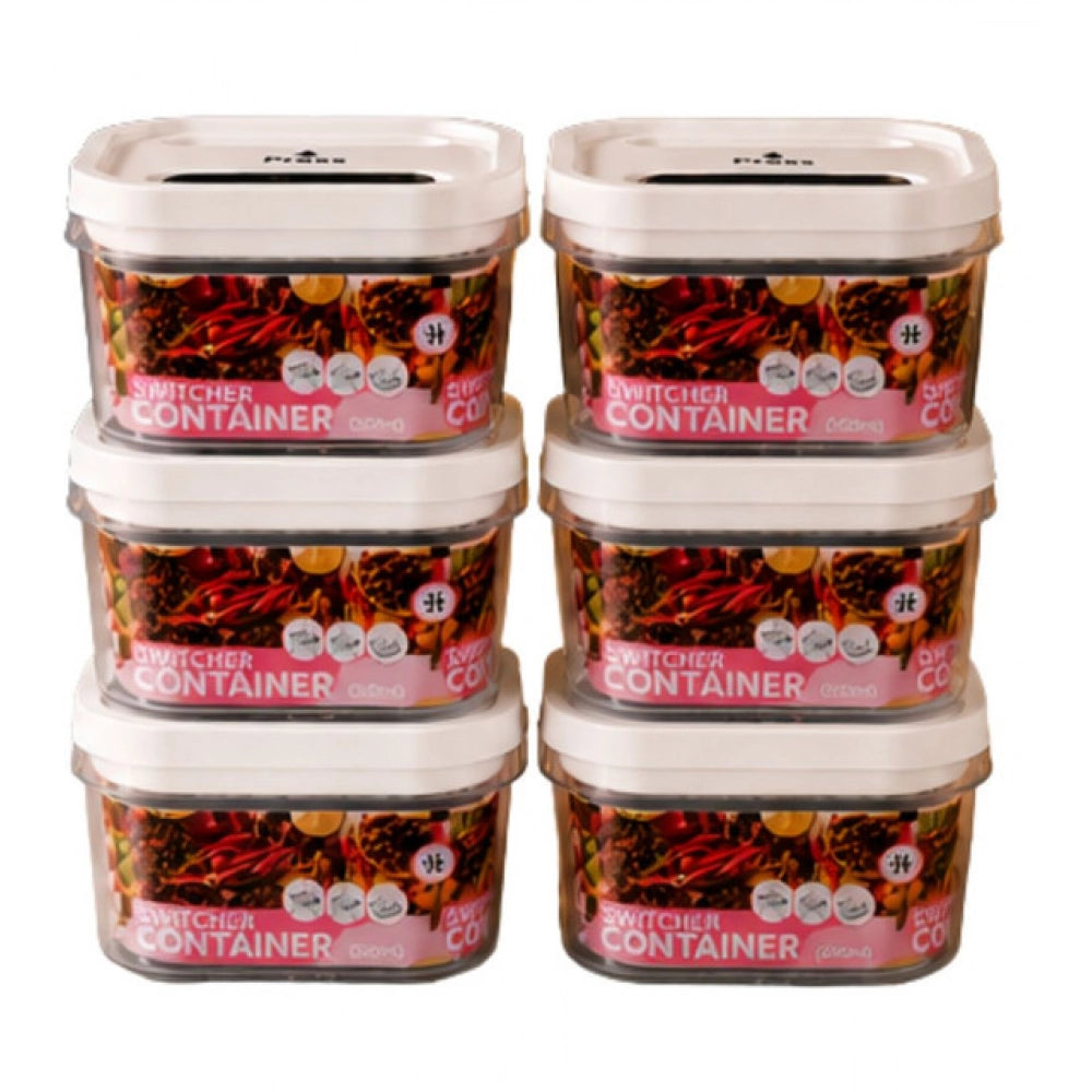 HamariDookan Pack of 6 Switchers Airtight Storage Container Set 1250 ML (White)