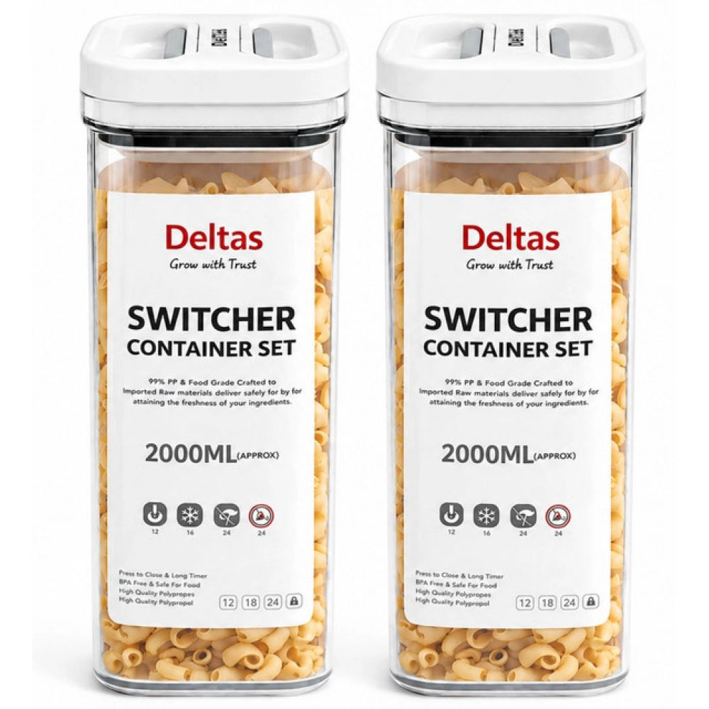 HamariDookan Pack of 2 Switchers Airtight Storage Container Set 2000 ML (White)