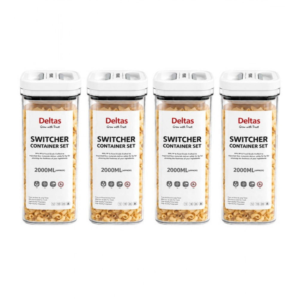 HamariDookan Pack of 4 Switchers Airtight Storage Container Set 2000 ML (White)