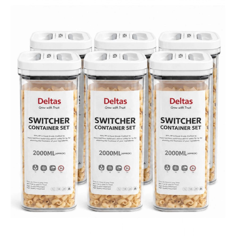 HamariDookan Pack of 6 Switchers Airtight Storage Container Set 2000 ML (White)