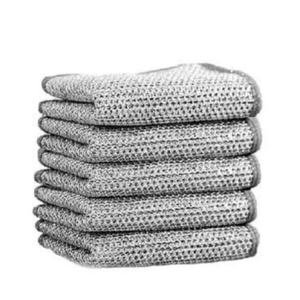 HamariDookan Pack of 5 Stainless Steel Dishwash Scrub (Silver)