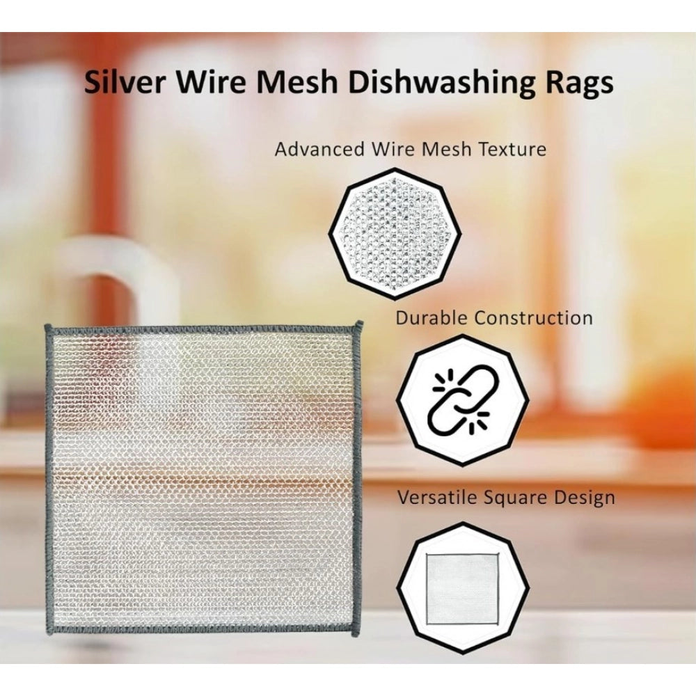HamariDookan Pack of 5 Stainless Steel Dishwash Scrub (Silver)