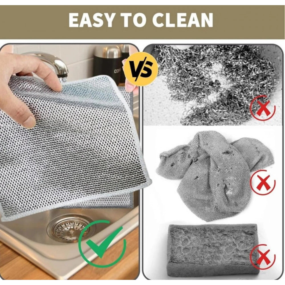 HamariDookan Pack of 5 Stainless Steel Dishwash Scrub (Silver)