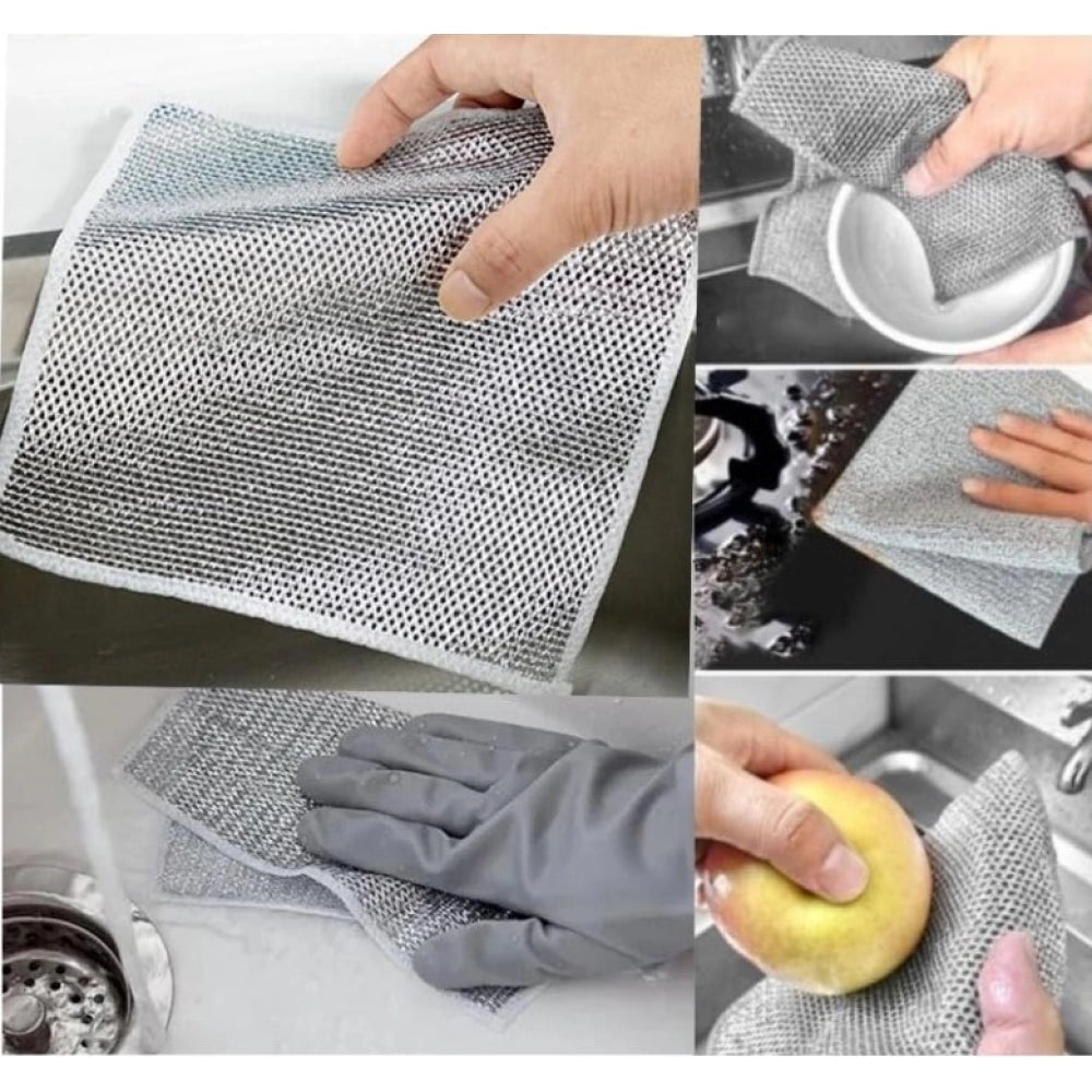 HamariDookan Pack of 5 Stainless Steel Dishwash Scrub (Silver)