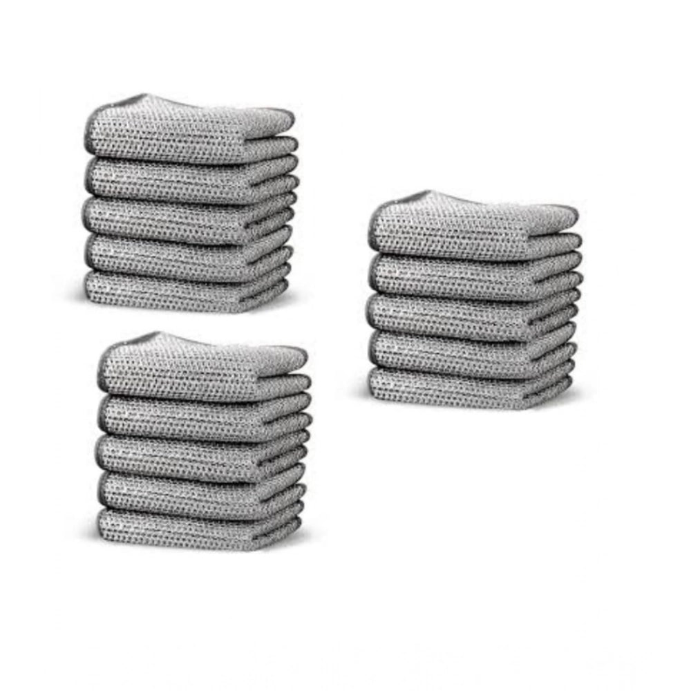 HamariDookan Pack of 15 Stainless Steel Dishwash Scrub (Silver)