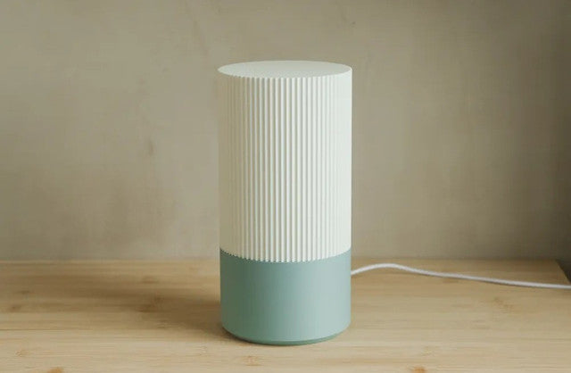 Plastic Cylindrical Minimalistic Table Lamp (White-Pastel Green)