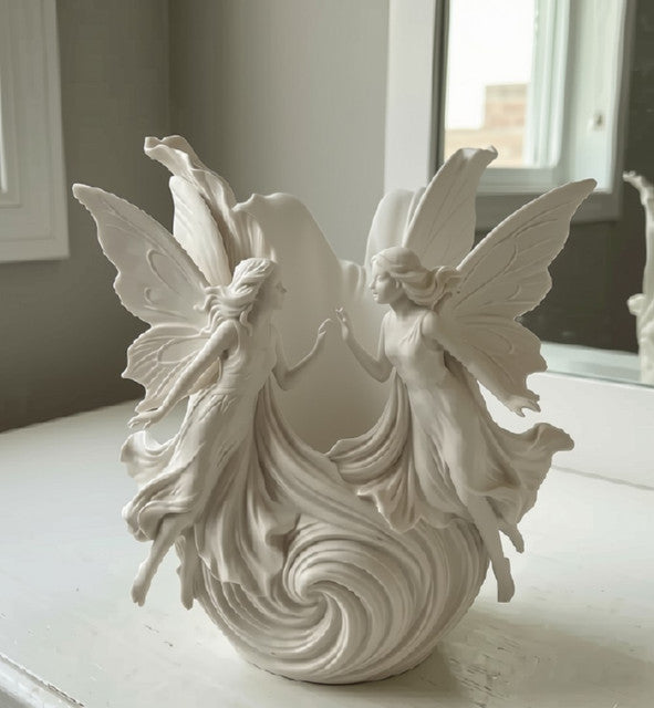 Plastic Twin Fairy Wings Makeup Brush & Vanity Organizer (Off-white)