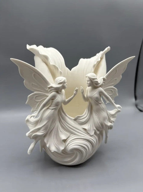 Plastic Twin Fairy Wings Makeup Brush & Vanity Organizer (Off-white)