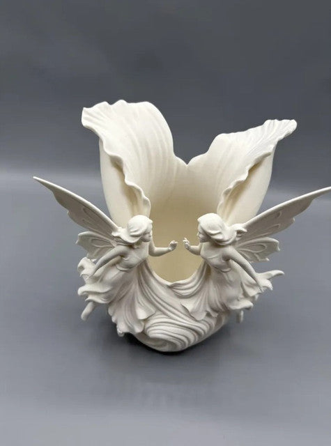 Plastic Twin Fairy Wings Makeup Brush & Vanity Organizer (Off-white)