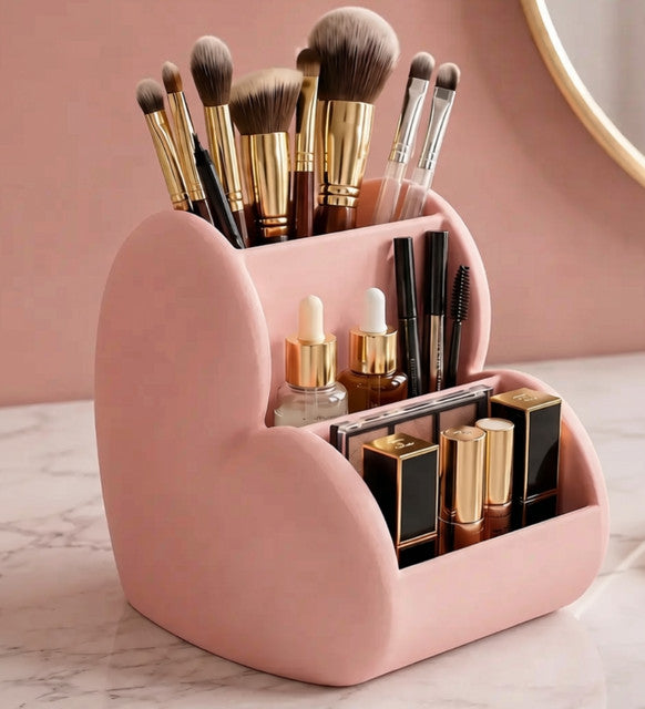 Plastic Lovely Heart - Shaped Makeup & Desk Organizer (Pastel Pink)