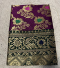 Women's Jacquard Floral Printed Saree With Unstitched Blouse - 5.5 Mtr (Purple-Dark Green)