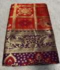 Women's Jacquard Printed Saree With Unstitched Blouse - 5.5 Mtr (Red-Purple)